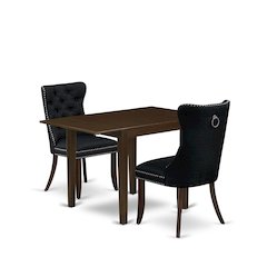 3 Piece Kitchen Table Set Consists of a Rectangle Dining Table with Dropleaf