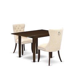 3 Piece Dinette Set Consists of a Rectangle Dining Table with Dropleaf