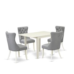 5 Piece Kitchen Set Consists of a Rectangle Dining Table with Dropleaf