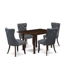 5 Piece Kitchen Set Consists of a Rectangle Dining Table with Dropleaf