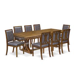 9 piece Kitchen Table Set consists of a Dining Table and 8 Dining Chairs