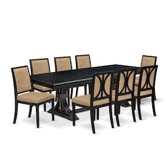 9 piece Dining Table Set a Modern Dining Table and 8 Dark Grey kitchen Chairs