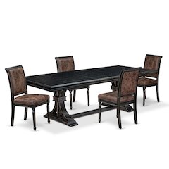 5 piece Mid Century Dining Table Set of a Dining Table and 4 Dinner Chairs