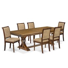7 piece Kitchen Table Set a Modern Dining Table and 6 Dark Grey Dinner Chairs