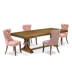 5 piece Kitchen Table Set of a Modern Dining Table and 4 Dinner Chairs