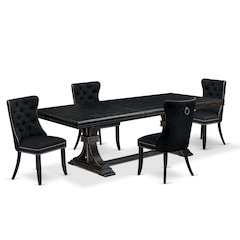 5 piece dining set a rectangular table and 4 Linen Fabric dining Chairs
