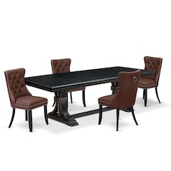 5 piece kitchen table set a dinner table and 4 Faux Leather modern chairs