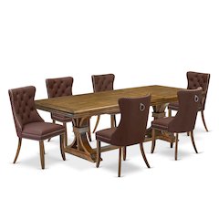7 Pieces Dining Set Contains a Rectangle Kitchen Table and 6 Modern Chairs