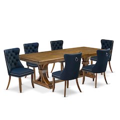 7 Pieces Dining Set Contains a Rectangle Kitchen Table and 6 Modern Chairs