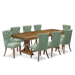 9 piece Modern Dining Table Set consists of a Kitchen Table and 8 Dining Chairs