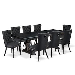 9 Pieces Dining Table Set a Rectangle Table and 8 Dining Chairs