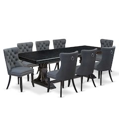 9 Pieces Dining Table Set a Rectangle Table and 8 Dining Chairs
