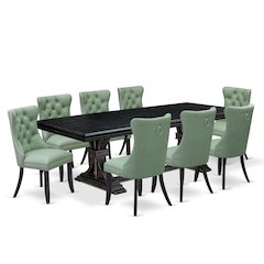 9 Pieces Dining Table Set a Rectangle Table and 8 Dining Chairs