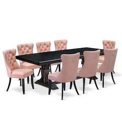 9 Pieces Dining Table Set a Rectangle Table and 8 Dining Chairs