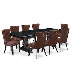 9 piece dining room set a breakfast table and 8 Faux Leather dining chairs