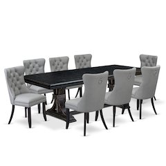 9 piece dining table set a dining table and 8 Faux Leather kitchen Chairs
