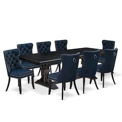 9 piece modern dining set a dinner table and 8 Faux Leather kitchen Chairs