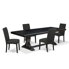 5 piece dining table set of a kitchen table and 4 Linen Fabric dining chairs