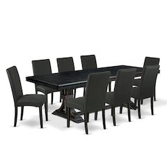 9 piece kitchen set of a dining table and 8 Linen Fabric kitchen chairs