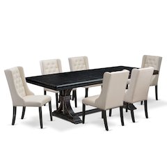 7 piece dining set of a breakfast table and 6 kitchen chairs & black legs