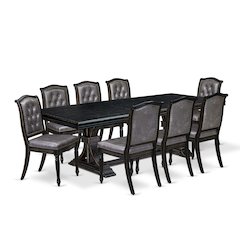 9 pc Modern Dining Set of a Mid Century Dining Table and 8 Dining Chairs