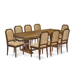 9 piece Kitchen Table Set includes a Dining Table and 8 Dark Grey Dinner Chairs