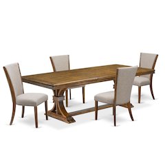 5 piece Kitchen Table Set a Dining Table and 4 Linen Fabric Dining Chairs