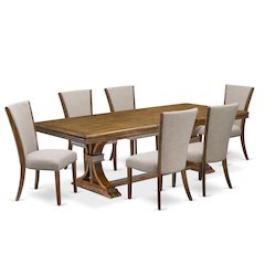 7 piece Modern Dining Table Set of a Kitchen Table and 6 Dining Chairs