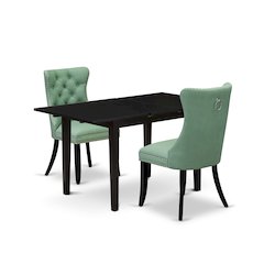 3 Piece Kitchen Table Set Contains a Rectangle Dining Table with Butterfly Leaf
