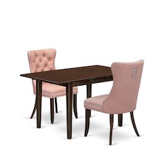 3 Piece Dining Set Consists of a Rectangle Kitchen Table with Butterfly Leaf