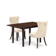 3 Piece Dining Table Set Contains a Rectangle Kitchen Table with Butterfly Leaf