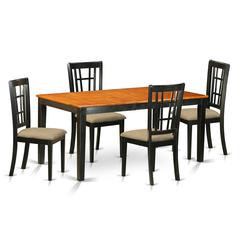 NICO5-BLK-C 5 Pc Dining room set-Table with Leaf and 4 Dining Chairs