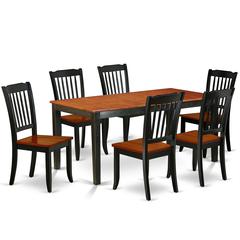 Dining Room Set Black & Cherry, NIDA7-BCH-W