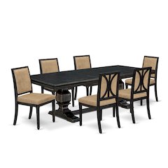 7 piece Modern Dining Table Set a Dining Table and 6 Dark Grey Kitchen Chairs