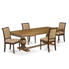 5 piece Dining Table Set a Kitchen Table and 4 Dark Grey Modern Dining Chairs