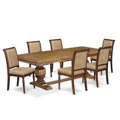 7 piece Kitchen Table Set of a Modern Dining Table and 6 Dark Grey Dinner Chairs