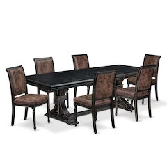 7 piece Modern Dining Table Set of a Dining Table and 6 Dining Room Chairs