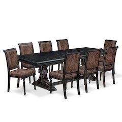 9 piece Kitchen Table Set includes a Modern Dining Table and 8 Dinner Chairs