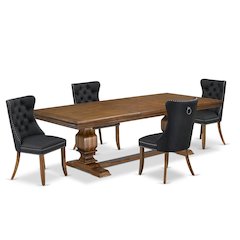 5 piece Dining Table Set a Kitchen Table and 4 Dark Grey Dining room Chairs