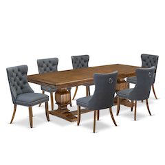 7 piece Kitchen Table Set includes a Modern Dining Table and 6 Dinner Chairs