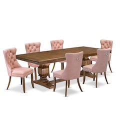 7 piece Modern Dining Table Set of a Dining Table and 6 Dinner Chairs