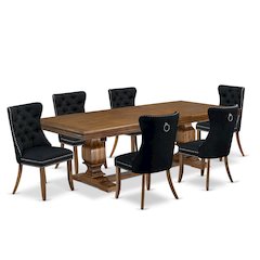 7 Pieces Dining Set Contains a Rectangle Kitchen Table and 6 Modern Chairs