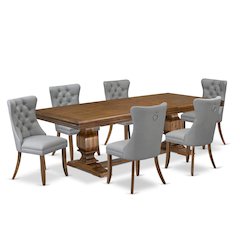 7 Pieces Dining Set Contains a Rectangle Kitchen Table and 6 Modern Chairs