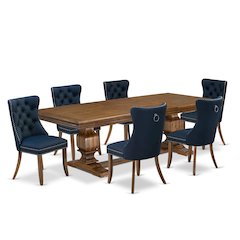 7 Pieces Dining Set Contains a Rectangle Kitchen Table and 6 Modern Chairs