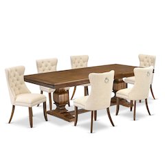 7 Pieces Dining Set Contains a Rectangle Kitchen Table and 6 Modern Chairs
