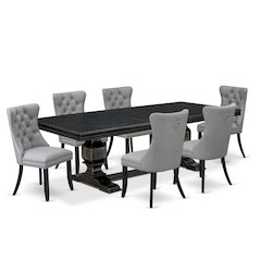 7 piece dining set a rectangular table and 6 Faux Leather dining Chairs
