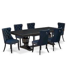 7 piece dining room set a rectangular table and 6 Faux Leather parson Chairs