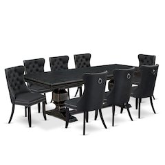 9 Pieces Dining Table Set a Rectangle Table and 8 Dining Chairs