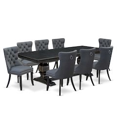 9 Pieces Dining Table Set a Rectangle Table and 8 Dining Chairs