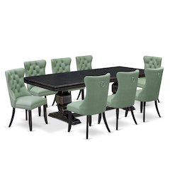 9 Pieces Dining Table Set a Rectangle Table and 8 Dining Chairs